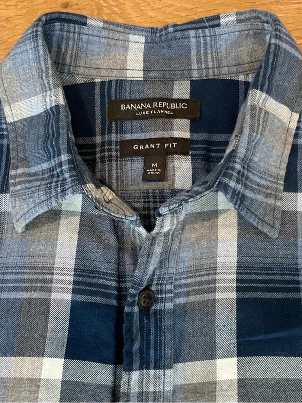 BUNDLE Banana Republic Grant Fit Luxe Flannel Plaid Shirts Blue Gray Mens Medium
